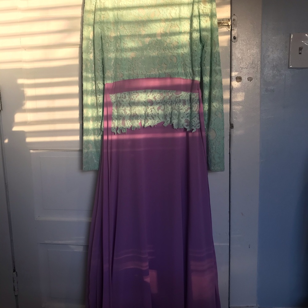Purple and Teal self designed dress Worn 2-3 Times